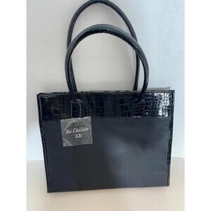 NWT The Chelsea Tote Purse Bag  Black Croc Effect Trim Leopard Interior.